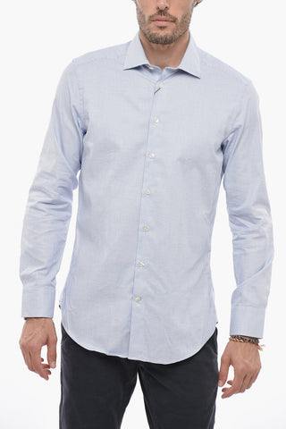 Spread Collar Popeline Cotton Shirt