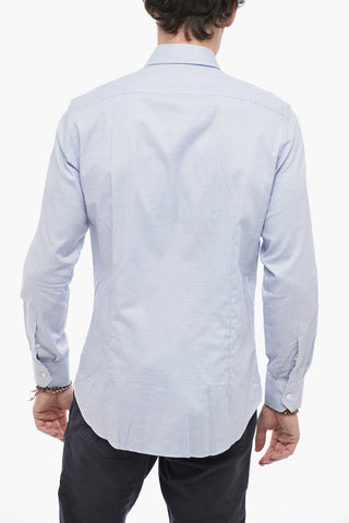 Spread Collar Popeline Cotton Shirt