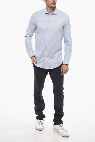 Spread Collar Popeline Cotton Shirt