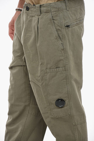 Cotton and Linen Single-Pleat Pants with Belt Loops