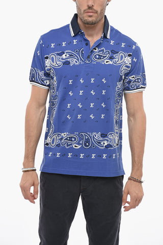 Paisley Patterned Cotton Piqué Polo Shirt