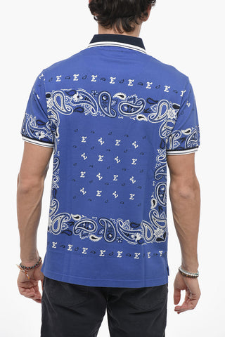Paisley Patterned Cotton Piqué Polo Shirt