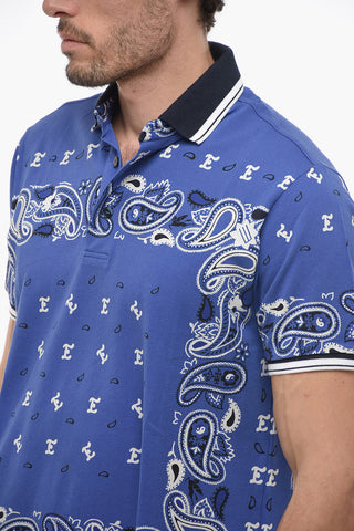 Paisley Patterned Cotton Piqué Polo Shirt