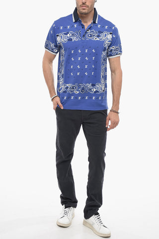Paisley Patterned Cotton Piqué Polo Shirt