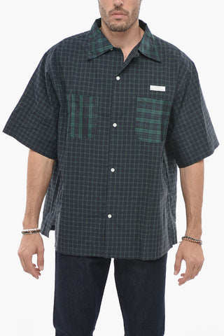 Plaid Checked Shirt with Silk Double Breast Pockets