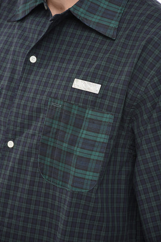 Plaid Checked Shirt with Silk Double Breast Pockets