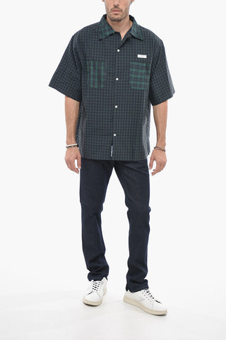 Plaid Checked Shirt with Silk Double Breast Pockets