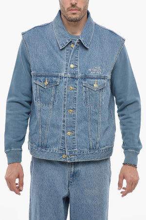 Ärmellose Denim-Jacke mit goldenen Knöpfen