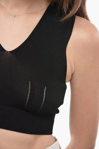 STUDIO Crop Top in Maglia TUNICA con Scollo a V