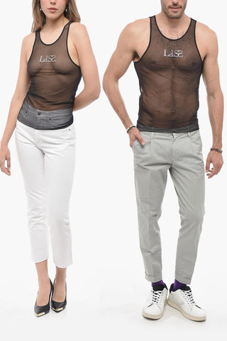 Sheer UNISEX Tank Top With Rhinestone Logo