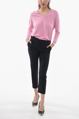 Viscose Blend Chinos Pants with Hidden Closure