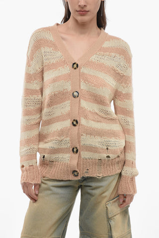 Oversized Openwork Cardigan with Distressed Detail