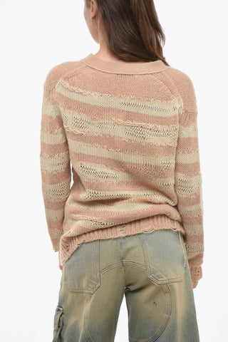 Oversized Openwork Cardigan with Distressed Detail