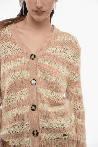 Oversized Openwork Cardigan with Distressed Detail