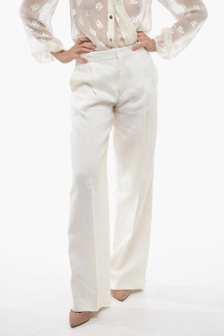 Single-pleated Pure Linen Palazzo Pants