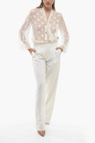 Single-pleated Pure Linen Palazzo Pants