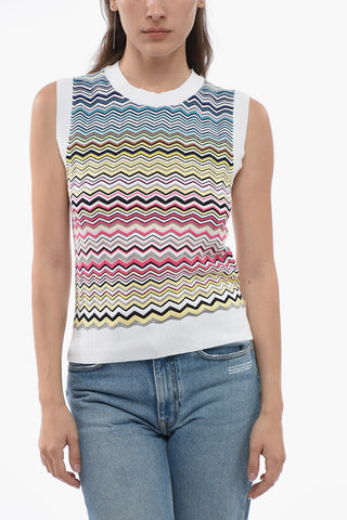 Tank Top in Misto Cotone con Motivo Iconic