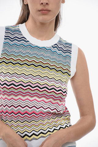 Tank Top in Misto Cotone con Motivo Iconic