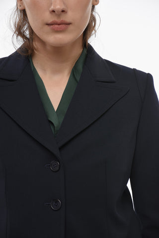Wool Blend Blazer with Peak Lapel