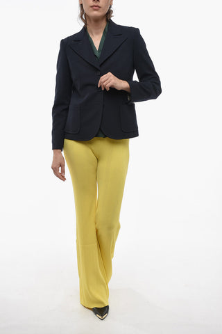 Wool Blend Blazer with Peak Lapel