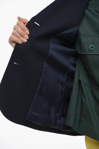 Wool Blend Blazer with Peak Lapel