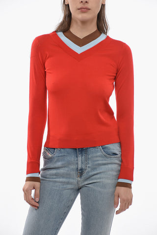 Wool Triple-layered Sweater with V-neckline