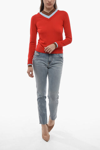 Wool Triple-layered Sweater with V-neckline