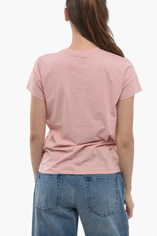 Solid Color Crew-neck T-Shirt with Embroidered Logo