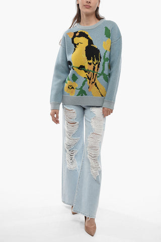 Jacquard Dropped Shoulder Sweater