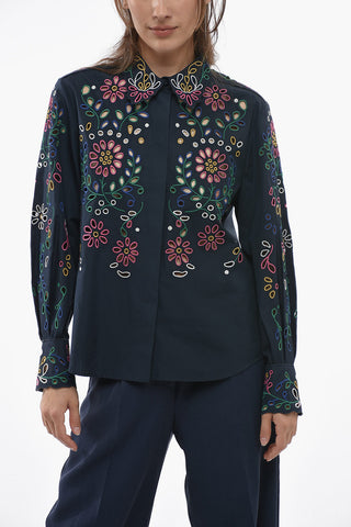 Broidarie Anglase Shirt with Floral Motif
