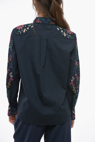 Broidarie Anglase Shirt with Floral Motif