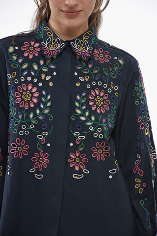 Broidarie Anglase Shirt with Floral Motif