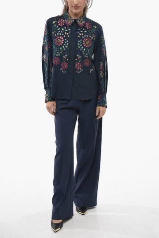 Broidarie Anglase Shirt with Floral Motif