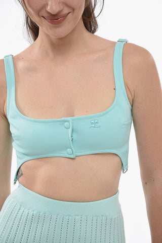 Snap Buttoned Bra Top with Braces