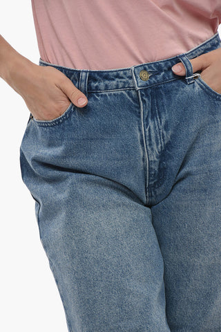Gathered Cropped Denims with Drawstring on the Hem