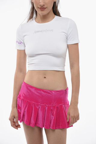 로고 스트라스 장식 크루넥 티셔츠