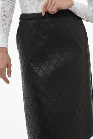 Quilted Eco-Leather Trapeze Midi Skirt