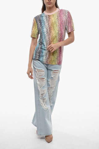 T-Shirt Girocollo con Motivo Iconic