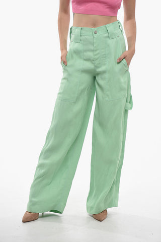 Baggy Fit Flax Blend Cargo Pants