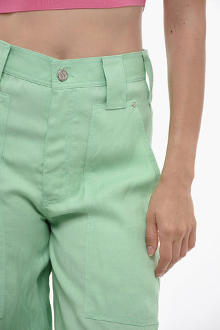 Baggy Fit Flax Blend Cargo Pants