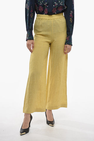 Linen Palazzo Pants with Elastic Waistband