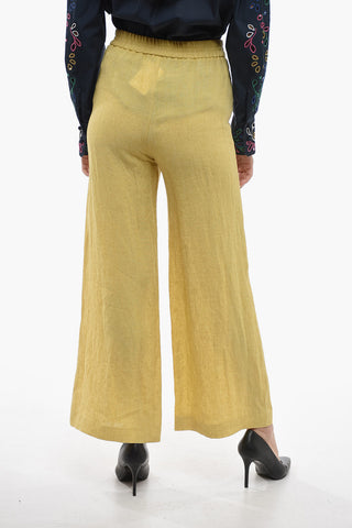 Linen Palazzo Pants with Elastic Waistband