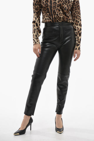 2 Pocket Leather Pants with Zipped Ankle