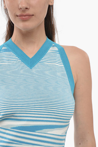 Unbalanced Stripe Stretch Fabric Tank Top