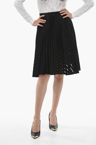 See-Through Design Pleated Midi Skirt