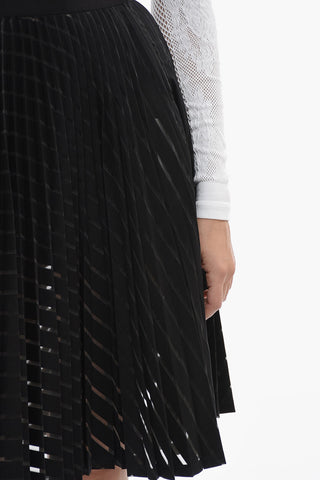 See-Through Design Pleated Midi Skirt