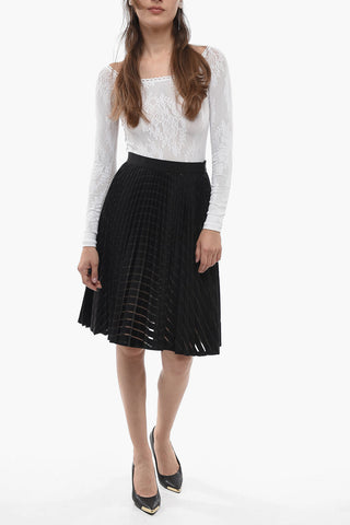 See-Through Design Pleated Midi Skirt