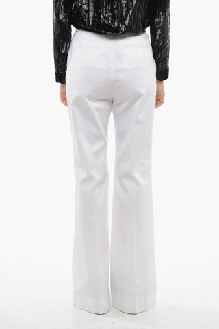 Cotton Blend Bootcut Pants with Front Pleat