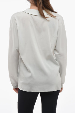 Hidden Closure Silk Stretch Shirt