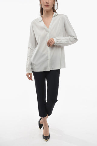 Hidden Closure Silk Stretch Shirt